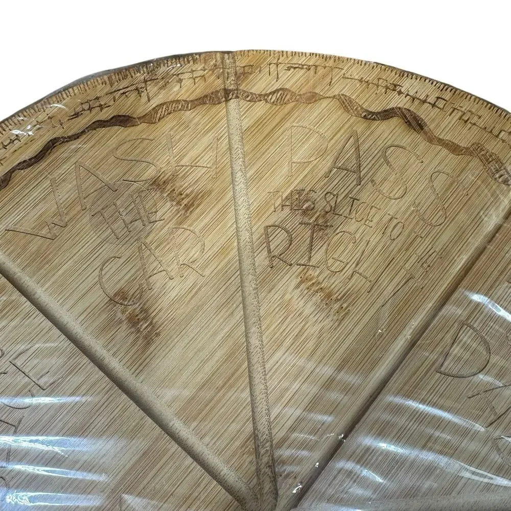 Pizza Roulette Cutting Board‎ Bamboo Pizza Cut & Serve Board Family Game Fun NEW